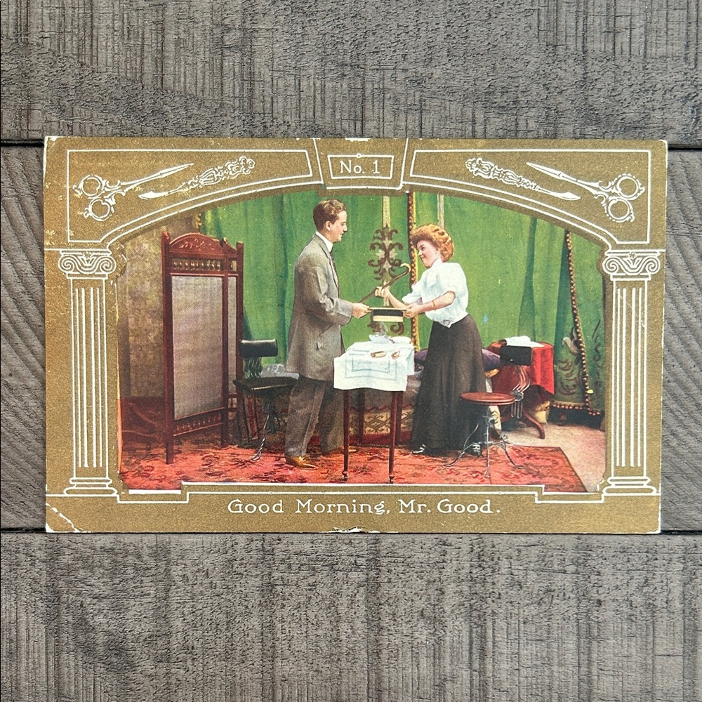 Antique Edwardian Postcard with Man and Woman